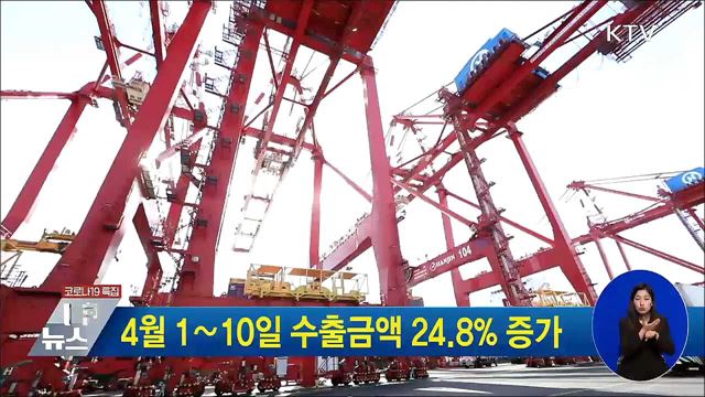 4월 1∼10일 수출금액 24.8% 증가