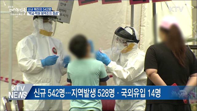 신규확진 542명···"학교·학원 방역조치 점검"