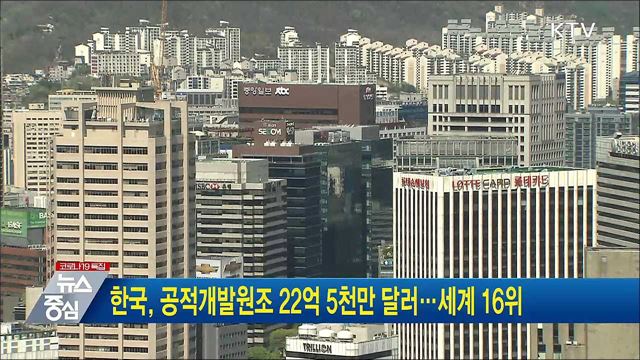 한국, 공적개발원조 22억 5천만 달러···세계 16위