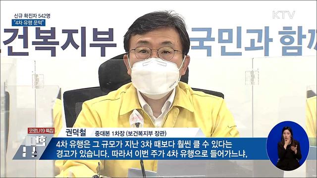 신규 확진 542명···"4차 유행 문턱"