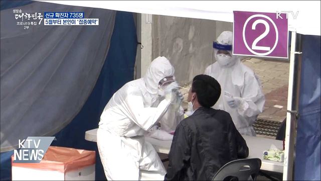 신규 735명···5월부터 본인이 '접종예약'