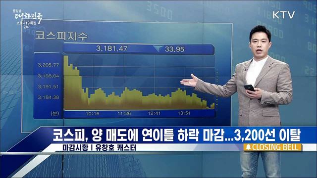 코스피, 양 매도에 연이틀 하락 마감···3,200선 이탈 [증권시장]