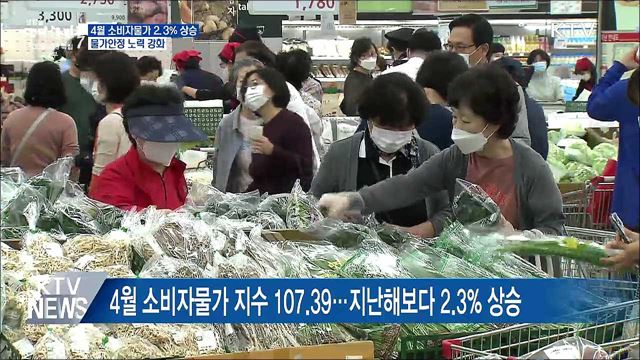 4월 소비자물가 2.3% 상승···"물가안정 노력 강화"