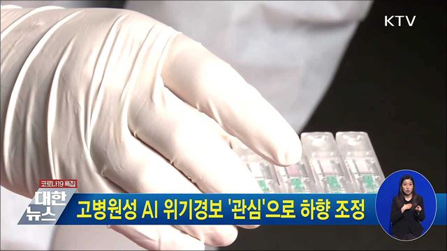 고병원성 AI 위기경보 '관심'으로 하향 조정