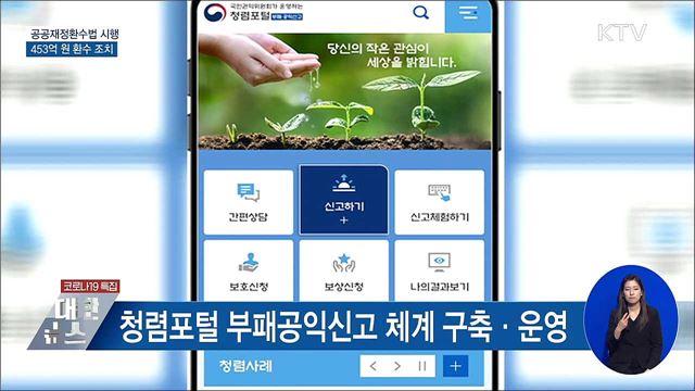 공공재정환수법 시행···453억 원 환수 조치