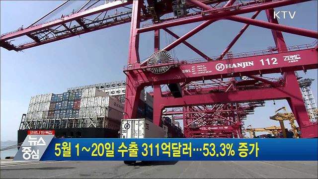 5월 1~20일 수출 311억달러···53.3% 증가