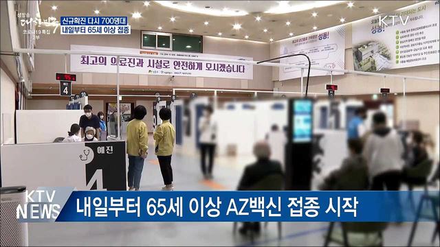다시 700명대···내일부터 65세 이상 접종시작
