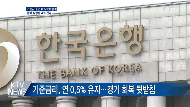 기준금리 연 0.5%로 동결···올해 성장률 4% 전망