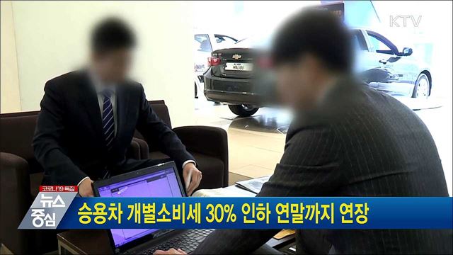 승용차 개별소비세 30% 인하 연말까지 연장