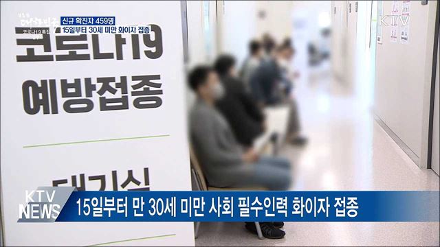 신규 459명···15일부터 30세 미만 필수인력 화이자 접종