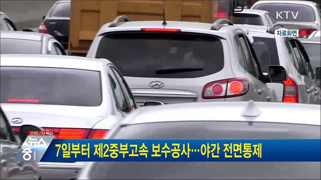 7일부터 제2중부고속 보수공사···야간 전면통제