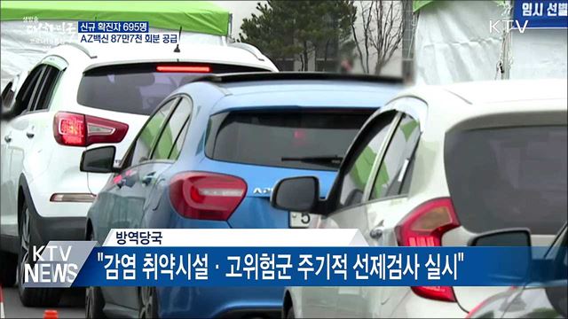 신규 695명···AZ백신 87만7천 회분 공급