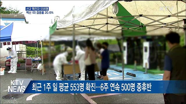 사흘 만에 500명대···백신 접종률 20.6%