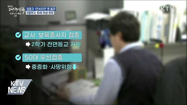 접종자 1천400만 명 돌파···9월까지 18세 이상 완료