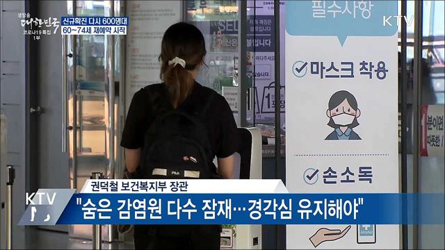 신규 645명···60~74세 예약미접종자 재예약 시작