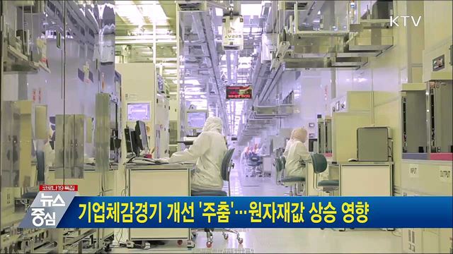 기업체감경기 개선 '주춤'···원자재값 상승 영향