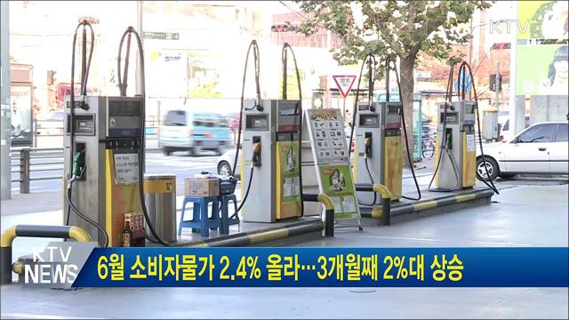 6월 소비자물가 2.4% 올라···3개월째 2%대 상승
