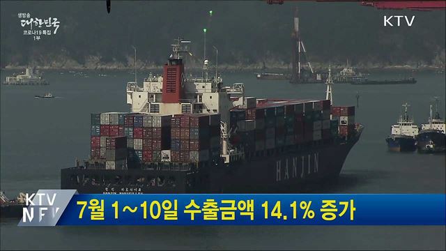 7월 1∼10일 수출금액 14.1% 증가