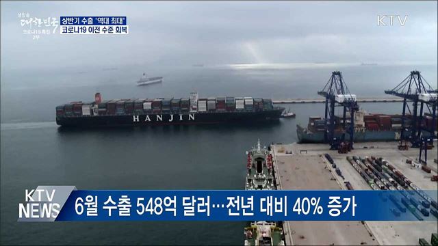 상반기 수출 '역대 최대'···코로나19 이전 회복