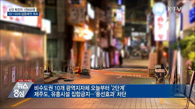 신규확진 1천600명···55~59세 접종예약 계속