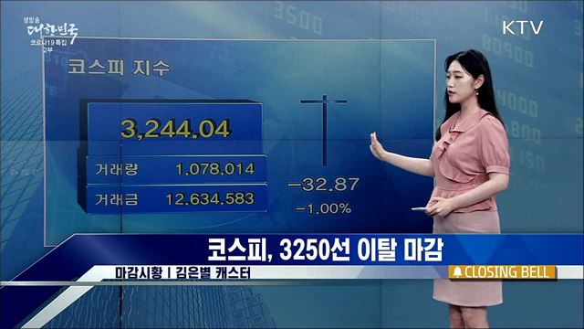 코스피, 3250선 이탈 마감 [증권시장]