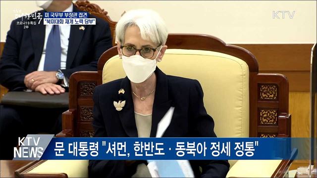 셔먼 부장관 접견···"북미대화 재개 노력해달라"