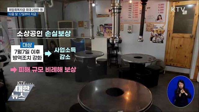 희망회복자금 최대 2천만 원···다음 달 17일부터 지급