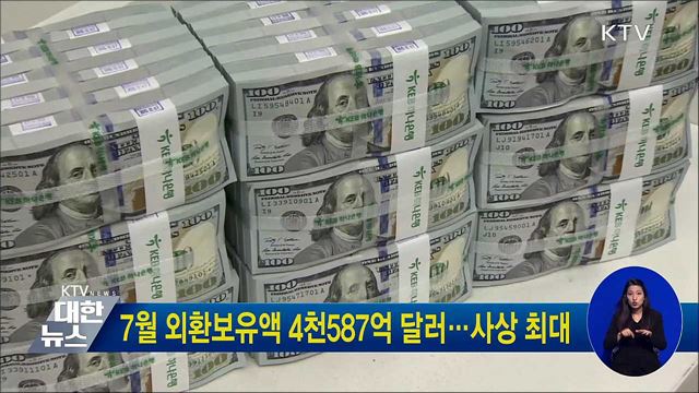 7월 외환보유액 4천587억 달러···사상 최대