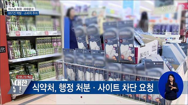 온라인 판매 마스크 허위광고 등 857건 적발