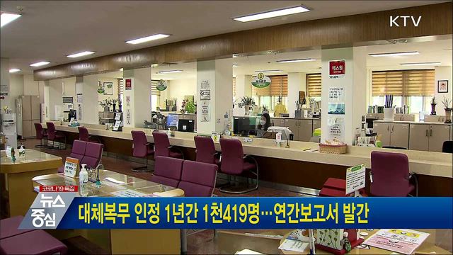 대체복무 인정 1년간 1천419명···연간보고서 발간