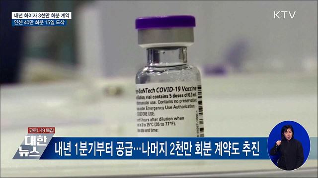 내년 화이자 백신 '3천만 회분+α' 확보