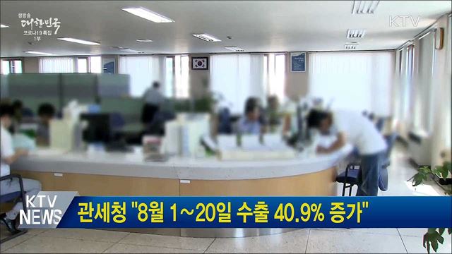 관세청 "8월 1∼20일 수출 40.9% 증가"