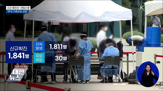 신규확진 1천841명···"추석 가족모임 검토"