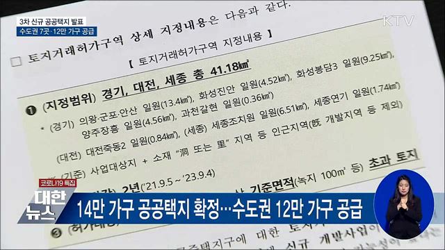 3차 공공택지 발표···수도권 7곳에 12만 가구 공급