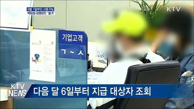 9월 7일부터 사용가능···백화점·대형마트 '불가'