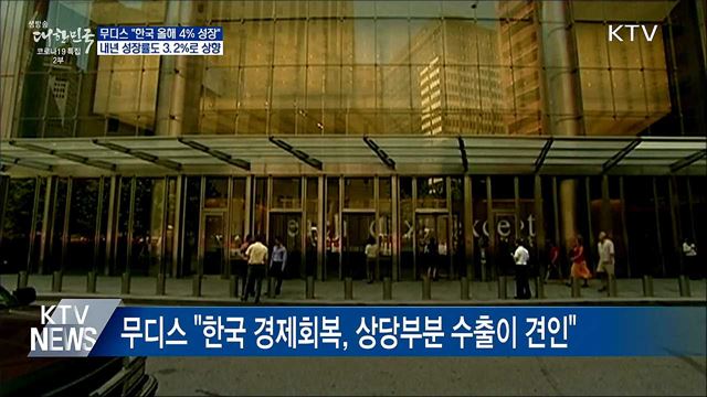 무디스, 한국 성장률 4%로 상향···'긍정 평가' 잇따라