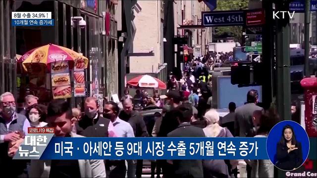 8월 수출 532억 달러로 34.9%↑···10개월 연속 증가