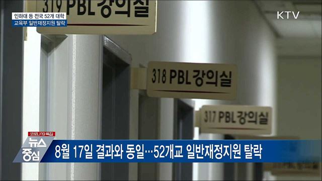 인하대 등 52개 대학, 일반재정지원 최종 탈락