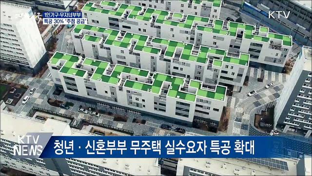 1인가구·무자녀부부 특공 확대···추첨제 도입