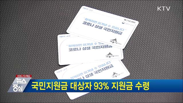 국민지원금 대상자 93% 지원금 수령
