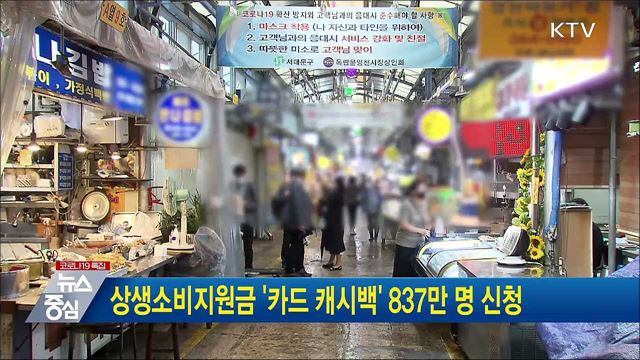 상생소비지원금 '카드 캐시백' 837만 명 신청