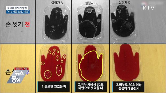 올바른 손씻기···"비누거품 30초 이상"