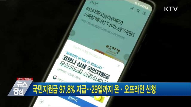 국민지원금 97.8% 지급···29일까지 온·오프라인 신청