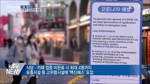 "11월 1일부터 단계적 일상회복 체계 전환"