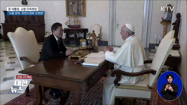 교황 단독면담···"교황 방북, 한반도 평화 모멘텀"