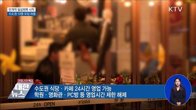 '일상회복' 시작···수도권 10명 모임 허용