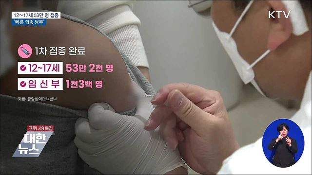 12~17세 53만 명 접종···"빠른 접종 당부"