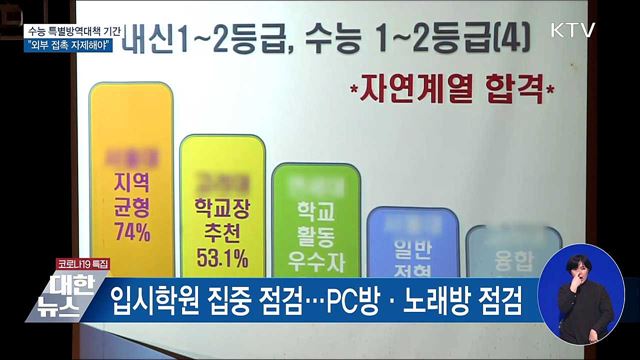 오늘부터 수능 특별방역대책···"외부 접촉 줄여야"