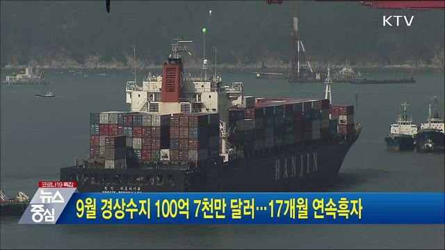 9월 경상수지 100억 7천만 달러···17개월 연속흑자