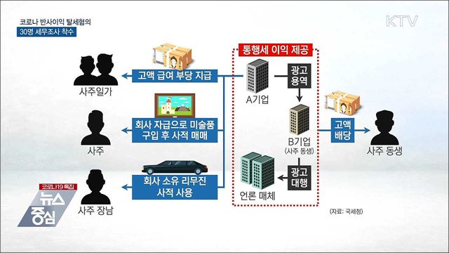 코로나 반사이익 탈세혐의 사주일가 30명 세무조사